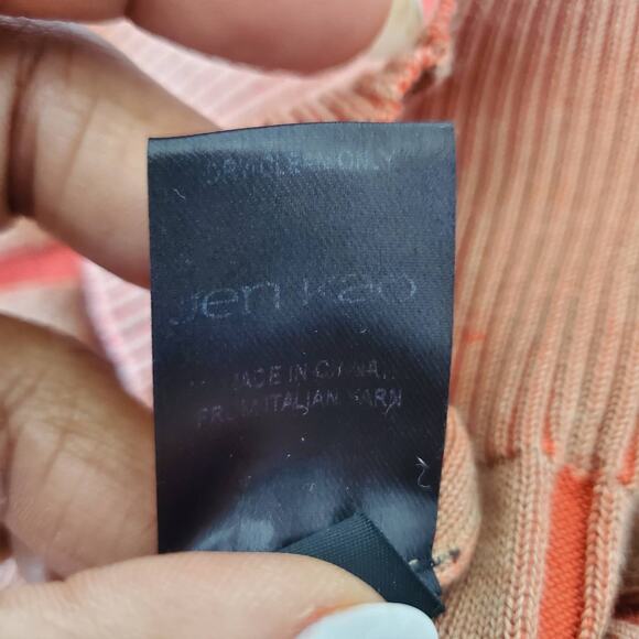 Jen Kao Women's Silk Blend Striped Ribbed Cardigan Size M - Picture 10 of 10